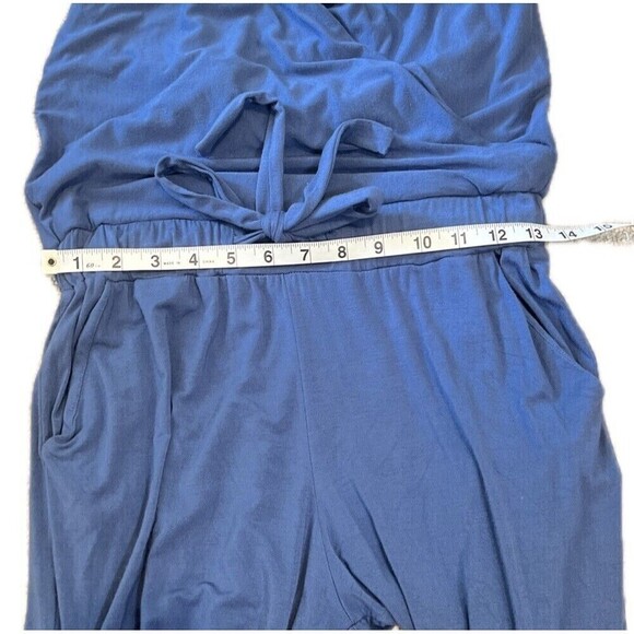 Elan Spaghetti Strap Crossover V-Neck Jogger Belted‎ Jumpsuit Blue Small - Picture 7 of 12